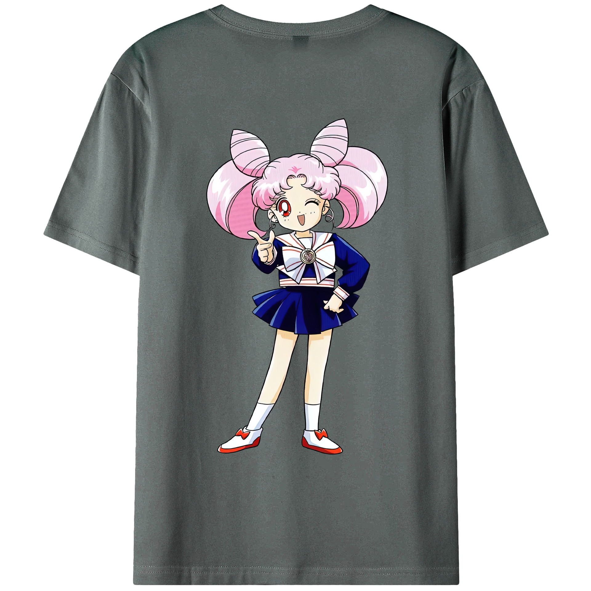 （画像用） 美少女戦士セーラームーン ちびうさ Sailor Moon Chibiusa Tsukino Usagi Small Lady Serenity 綿100％ メンズ半袖Tシャツ（バックプリント） 通気性